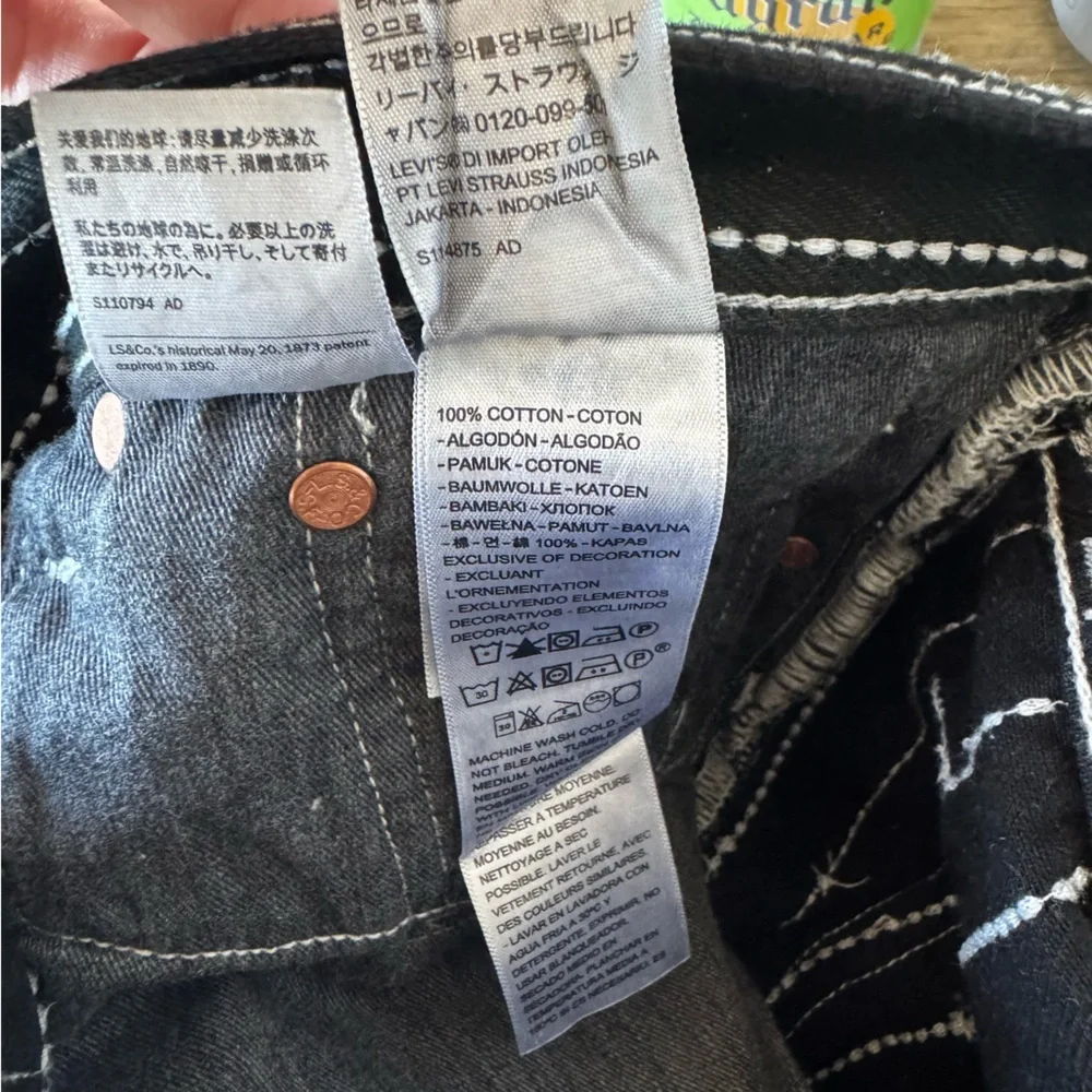 Levi's x Denim Tears Cotton Wreath Chainstitch Stripe 501 Jeans Black W36 L32